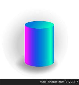 cylinder - One 3D geometric shape with holographic gradient isolated on white background, figures, polygon primitives, maths and geometry, for abstract art or logo, vector illustration. cylinder - One 3D geometric shape with holographic gradient isolated on white background vector