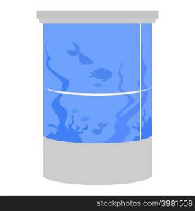 Cylinder round fish tank semi flat color vector object. Full sized item on white. Glass stand. Cylindrical aquarium simple cartoon style illustration for web graphic design and animation. Cylinder round fish tank semi flat color vector object