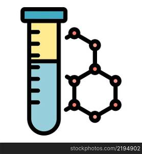 Cylinder test tube icon. Outline cylinder test tube vector icon color flat isolated. Cylinder test tube icon color outline vector