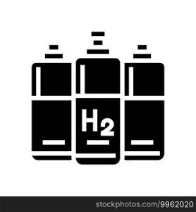 cylinders hydrogen glyph icon vector. cylinders hydrogen sign. isolated contour symbol black illustration. cylinders hydrogen glyph icon vector illustration