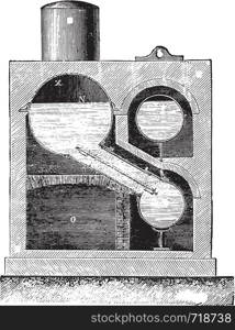 Cylindrical boiler burners Farcot lateral system, vintage engraved illustration. Industrial encyclopedia E.-O. Lami - 1875.
