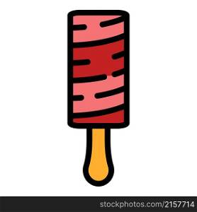 Cylindrical icecream icon. Outline cylindrical icecream vector icon color flat isolated. Cylindrical icecream icon color outline vector
