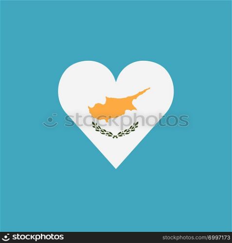 Cyprus flag icon in a heart shape in flat design. Independence day or National day holiday concept.