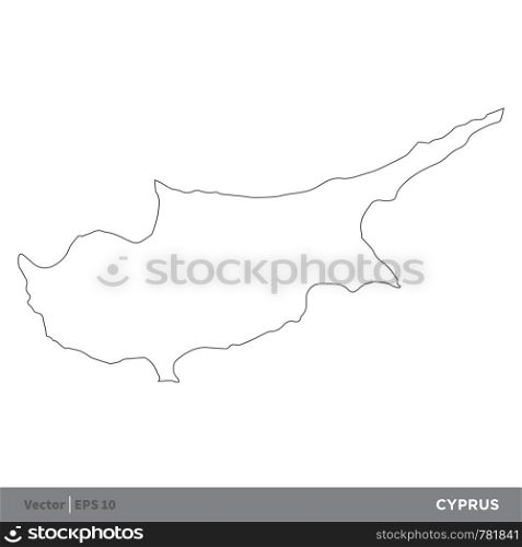Cyprus - Outline Europe Country Map Vector Template, stroke editable Illustration Design. Vector EPS 10.