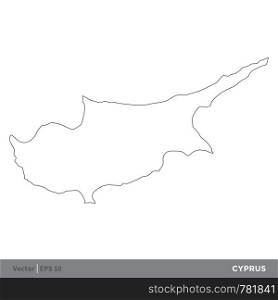 Cyprus - Outline Europe Country Map Vector Template, stroke editable Illustration Design. Vector EPS 10.