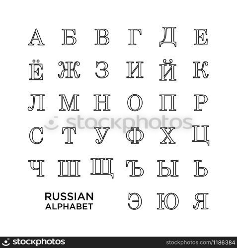 Cyrillic font, Russian alphabet