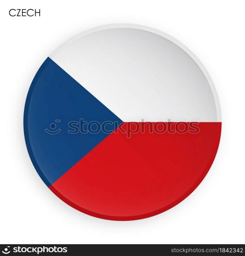 CZECH flag icon in modern neomorphism style. Button for mobile application or web. Vector on white background