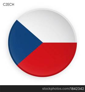 CZECH flag icon in modern neomorphism style. Button for mobile application or web. Vector on white background