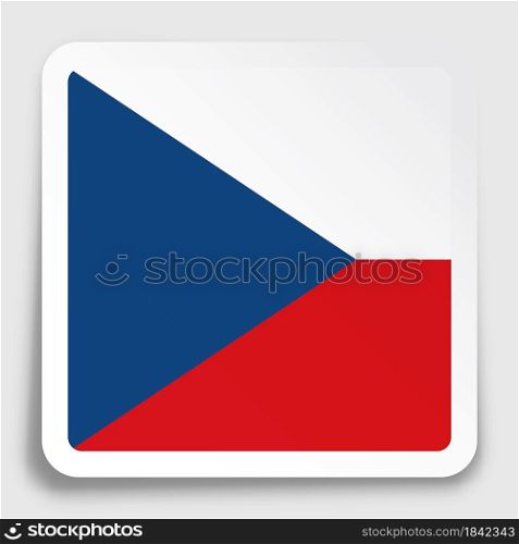 CZECH flag icon on paper square sticker with shadow. Button for mobile application or web. Vector