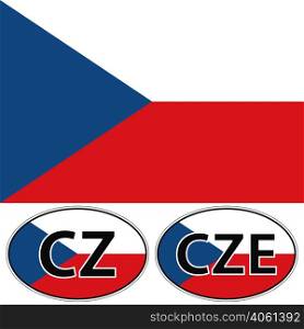 Czech Republic, a valid flag, a sticker with the inscription CZ CZE, vector for print or website design. Czech Republic, a valid flag, a sticker with the inscription CZ