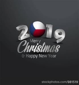 Czech Republic Flag 2019 Merry Christmas Typography. New Year Abstract Celebration background