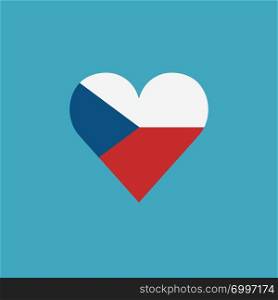 Czech Republic flag icon in a heart shape in flat design. Independence day or National day holiday concept.