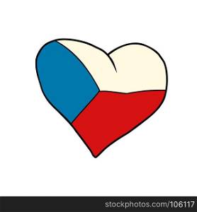 Czech Republic heart, Patriotic symbol. Comic cartoon style pop art illustration vector retro. Czech Republic heart, Patriotic symbol
