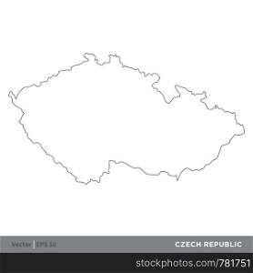 Czech Republic - Outline Europe Country Map Vector Template, stroke editable Illustration Design. Vector EPS 10.