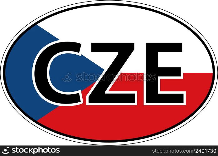 Czech Republic valid flag sticker with inscription CZ CZE