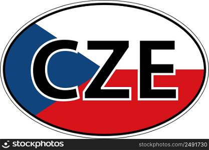 Czech Republic valid flag sticker with inscription CZ CZE
