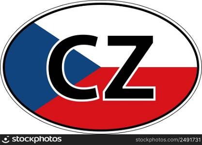 Czech Republic valid flag, sticker with inscription CZ CZE