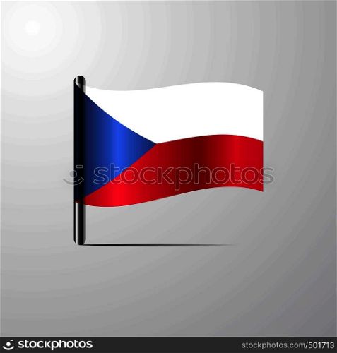Czech Republic waving Shiny Flag design vector