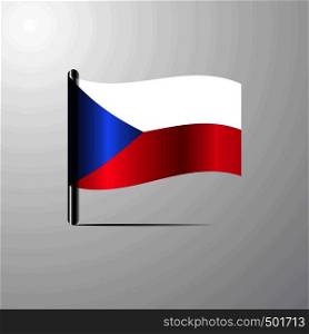 Czech Republic waving Shiny Flag design vector