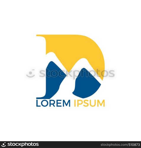 D alphabet mountain logo design. D Letter with mount logo Vector Template.