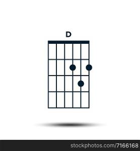 D, Basic Guitar Chord Chart Icon Vector Template