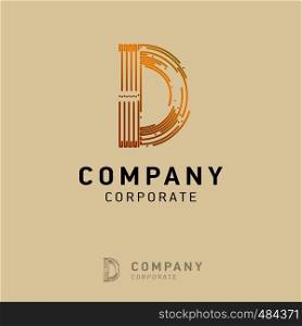 D company logo design with visiting card vector