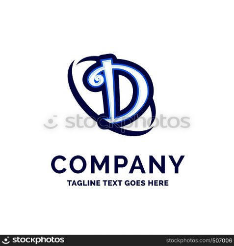 D Company Name Design Blue Logo Design. Logo Template. Brand Name template Place for Tagline. Creative Logo Design