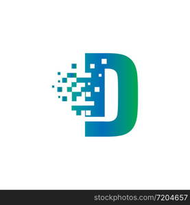 D Initial Letter Logo Design with Digital Pixels in Gradient Colors