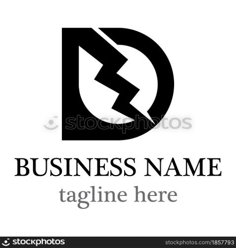 D letter electric logo template vector icon design