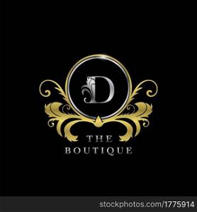 D Letter Golden Circle Luxury Boutique Initial Logo Icon, Elegance vector design concept for luxuries business, boutique, fashion and more identity.