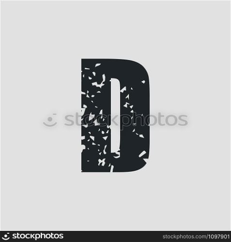 D letter grunge style simple design. Vector eps10