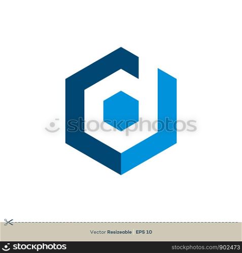 D Letter Hexagon Shape Vector Logo Template Illustration Design. Vector EPS 10.