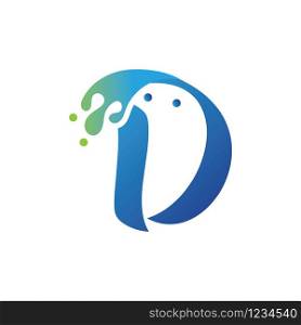 D letter logo design with water splash ripple template