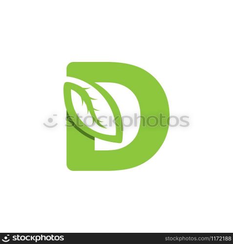D Letter logo leaf concept template design