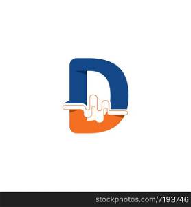 D Letter logo on pulse concept creative template design