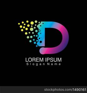 D Letter Logo with dots gradient design. company Alphabet vector template