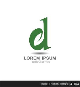 D Letter logo with leaf concept template design