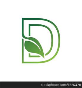 D Letter with leaf logo or symbol concept template design