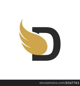 D letter with Wing logo icon vector flat design