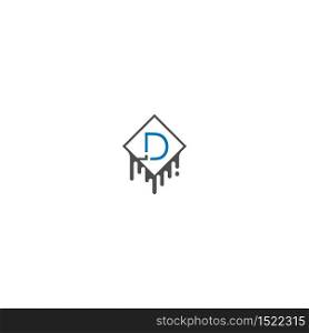 D logo letter design concept in black and blue color
