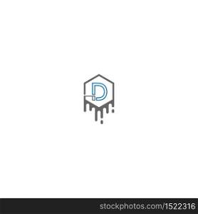D logo letter design concept in black and blue color