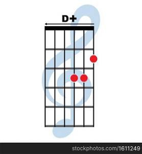 D plus  guitar chord icon. Basic guitar chord vector illustration symbol design