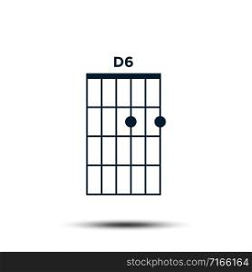 D6, Basic Guitar Chord Chart Icon Vector Template