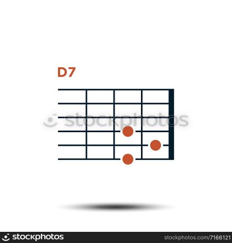 D7, Basic Guitar Chord Chart Icon Vector Template
