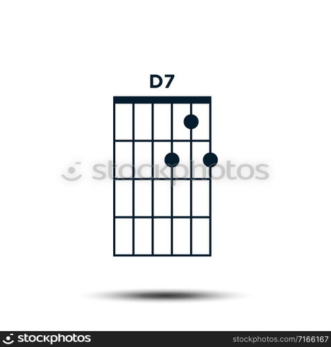 D7, Basic Guitar Chord Chart Icon Vector Template