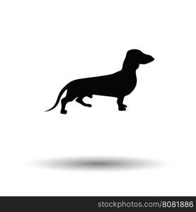 Dachshund dog icon. Black background with white. Vector illustration.