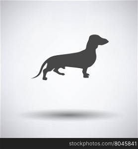 Dachshund dog icon on gray background with round shadow. Vector illustration.