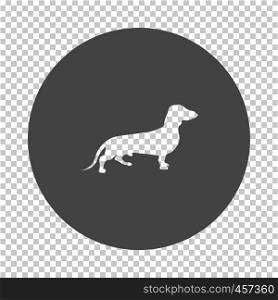 Dachshund dog icon. Subtract stencil design on tranparency grid. Vector illustration.