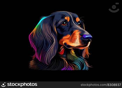Dachshund dog pop art. long-haired miniature dachshu. Vector illustration design.