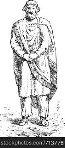 Dacian king or Sarmatian, vintage engraved illustration.